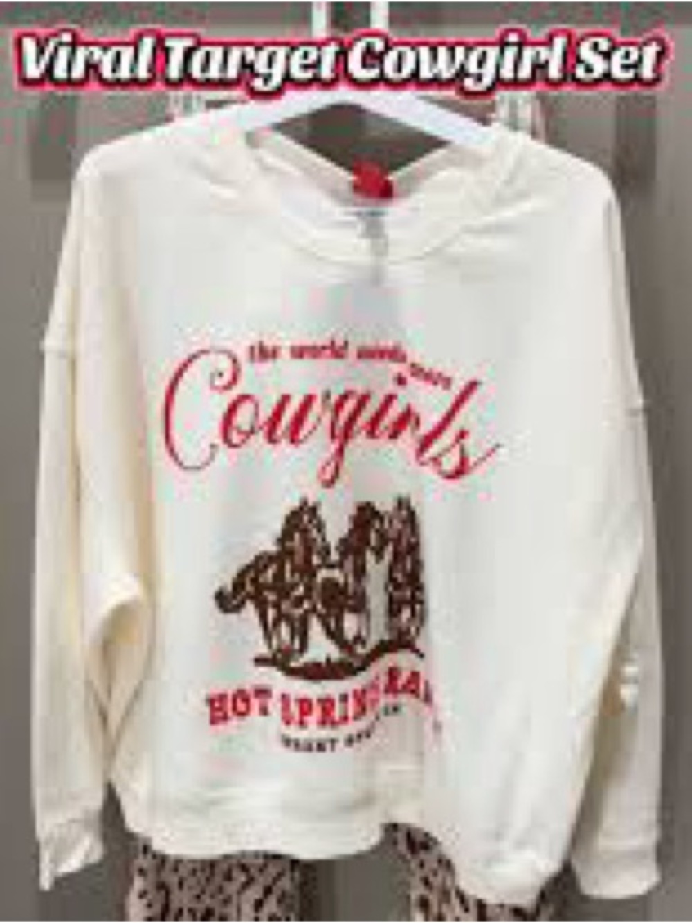 Cowgirls Graphic Sweatshirt - Cream with Red Print - Picture 2 of 3